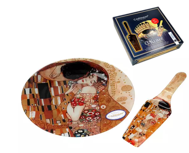 Podnos sklenený sada 7ks + lopatka G.Klimt "BOZK"