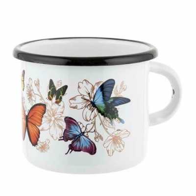 Smaltovaný hrnček motýle 10 cm Obrázok pre Smaltovaný hrnček motýle 10 cm