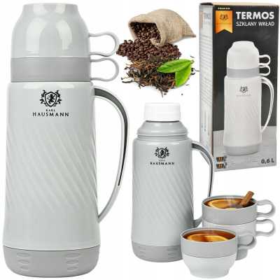 Obrázok pre Termoska 0,6 l so sklenenou vložkou a 2 šálkami