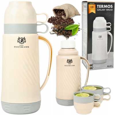 Obrázok pre Termoska 0,6 l so sklenenou vložkou a 2 šálkami