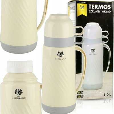 Obrázok pre Termoska 1,0 l so sklenenou vložkou a 2 šálkami