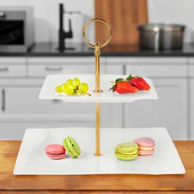 Stojan na pochutiny 2 poschodia GOLD Obrázok pre Stojan na pochutiny 2 poschodia GOLD