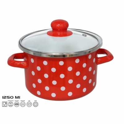 Obrázok pre Hrniec smaltovaný s pokrievkou 1,25l  16x10cm MALAGA