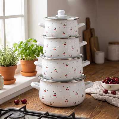 Obrázok pre Hrniec smaltovaný s pokrievkou 3,75 l 22x13cm MALAGA