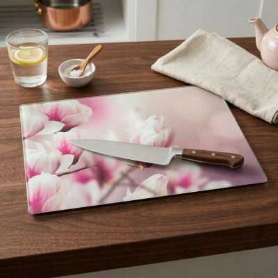 Sklenená krájacia doska 25 x 35 cm – magnólia Obrázok pre Sklenená krájacia doska 25 x 35 cm – magnólia