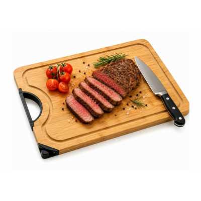 Obrázok pre Bambusová doska na krájanie s integrovanou brúskou na nože – 40 × 30 × 1,7 cm