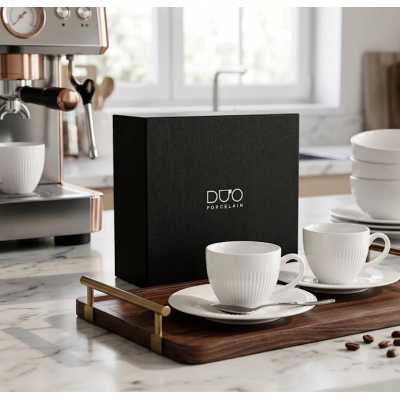 Obrázok pre Šálky na espresso s podšálkami DUO RAPHAEL 100 ml 2 ks - biele