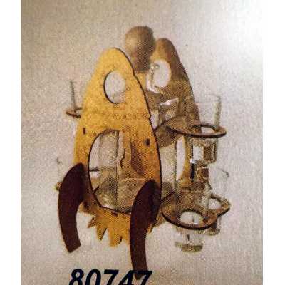 Obrázok pre Štamperlíky a fľaša na drevenom stojane s motívom rakety