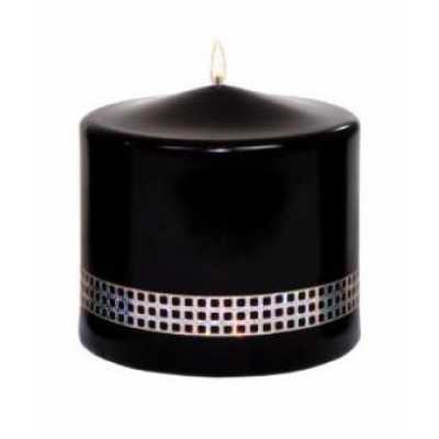 Ozdobná svíčka se stříbrnými páskem černá
