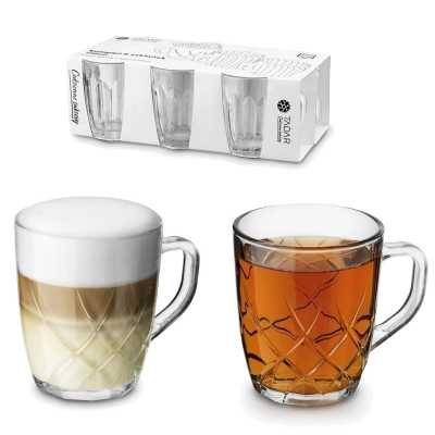 Hrnčeky sklenené sada 6ks 250 ml ZULA Obrázok pre Hrnčeky sklenené sada 6ks 250 ml ZULA