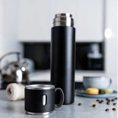 Termoska nerezová so šálkou čierna 0,58l Obrázok pre Termoska nerezová so šálkou čierna 0,58l