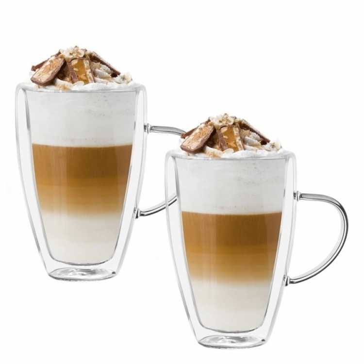 Obrázok pre Poháre na kávu latte s termo stenou 280ml 2ksPohár sklenený termo caffee latte set 280ml