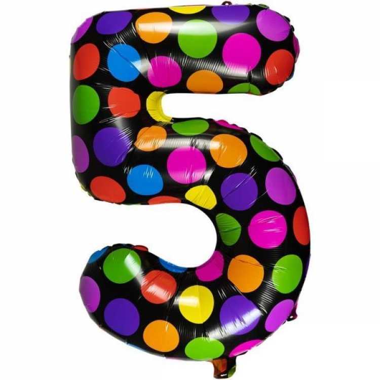 Obrázok pre Balón fóliový  číslo 5 lentilky