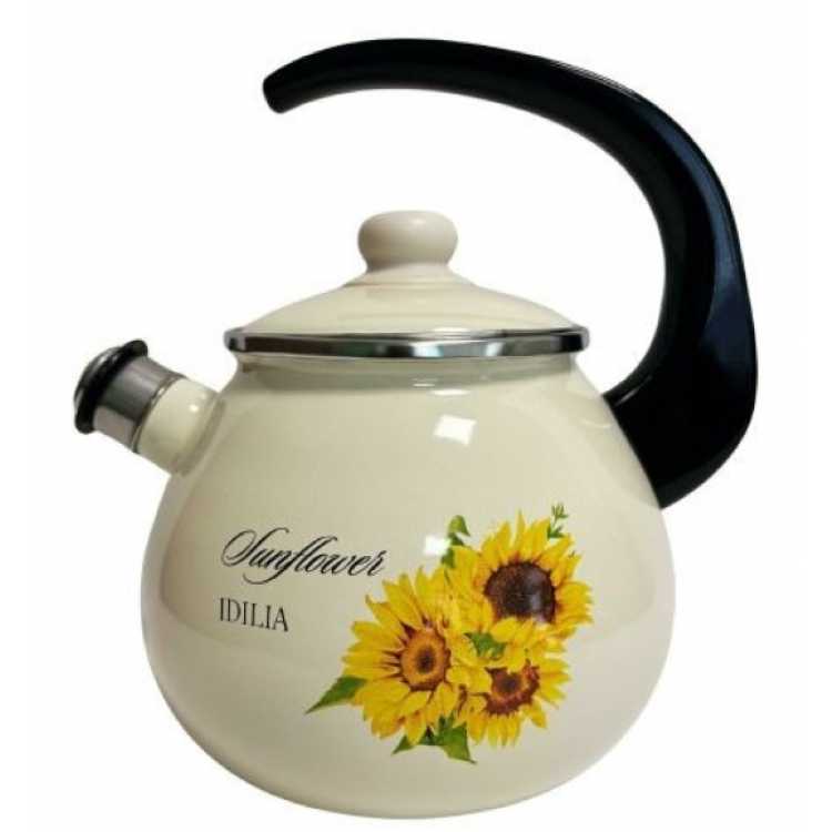 Obrázok pre Čajník smaltovaný  slnečnice s píšťalkou 2,5 l