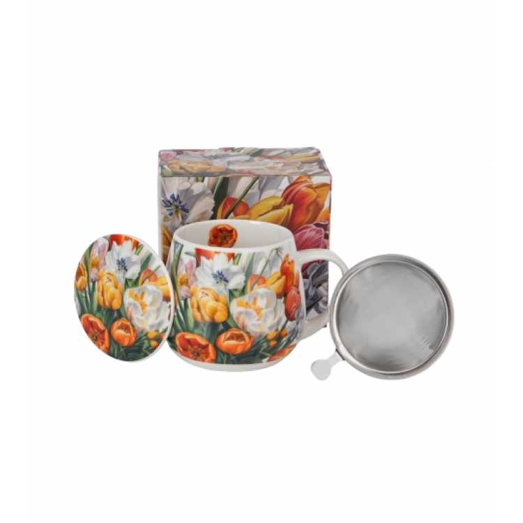 Obrázok pre Hrnček porcelánový 460ml KVETY ETNO