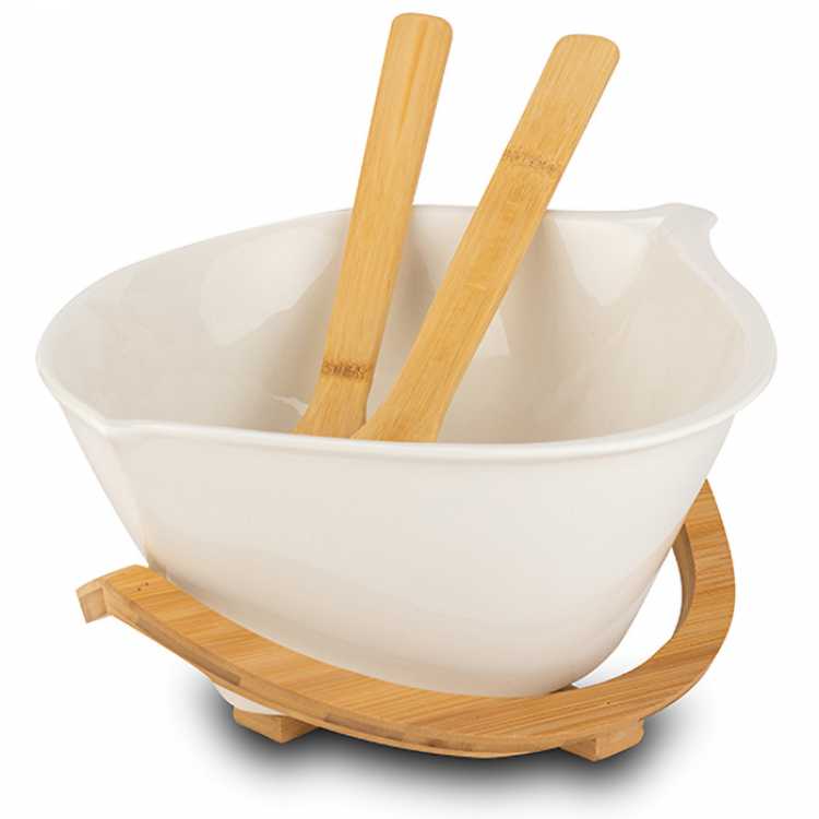 Obrázok pre Šalátová misa s dreveným podstavcom