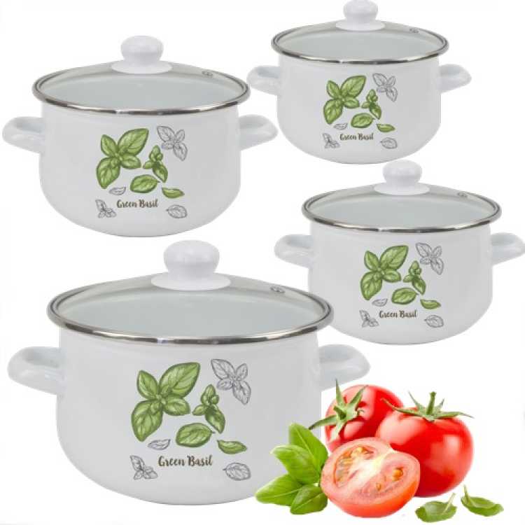 Obrázok pre Sada smaltovaných hrncov 8 dielov Bazalka