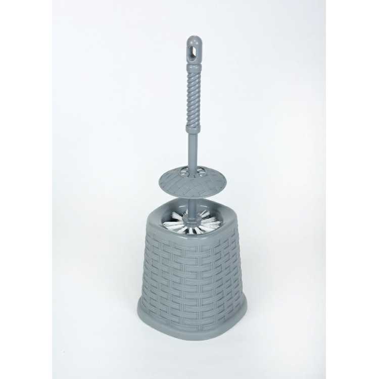 Obrázok pre WC kefa umelý ratan, plast, sivá