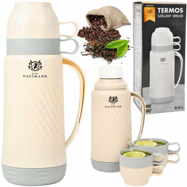 Obrázok pre Termoska 0,6 l so sklenenou vložkou a 2 šálkami