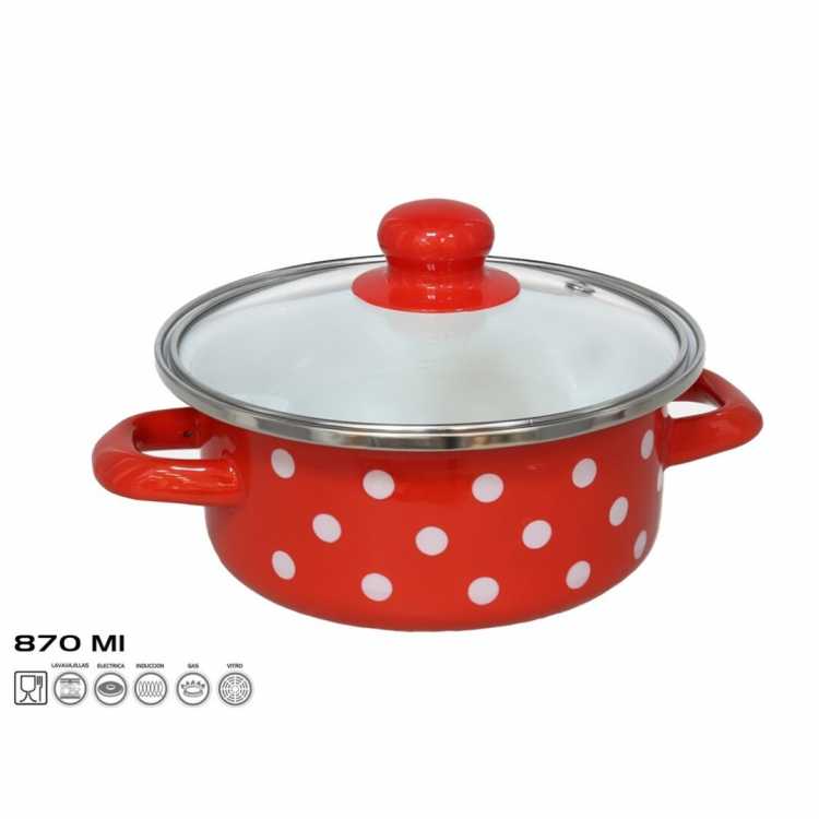 Obrázok pre Kastrol smaltovaný s pokrievkou 870ml 16x7 cm JAEN