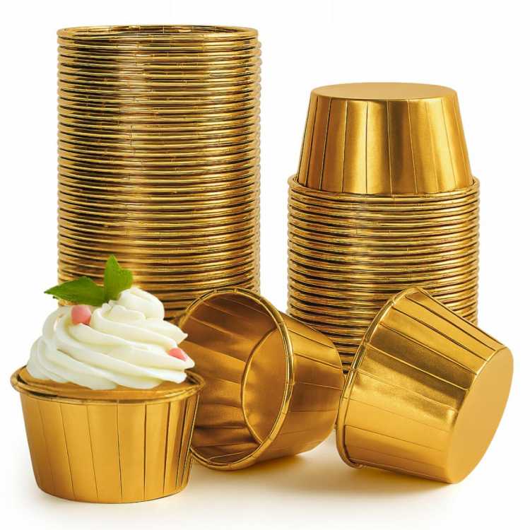 Obrázok pre Zlaté papierové košíčky na muffiny 100 ks – luxusný vzhľad