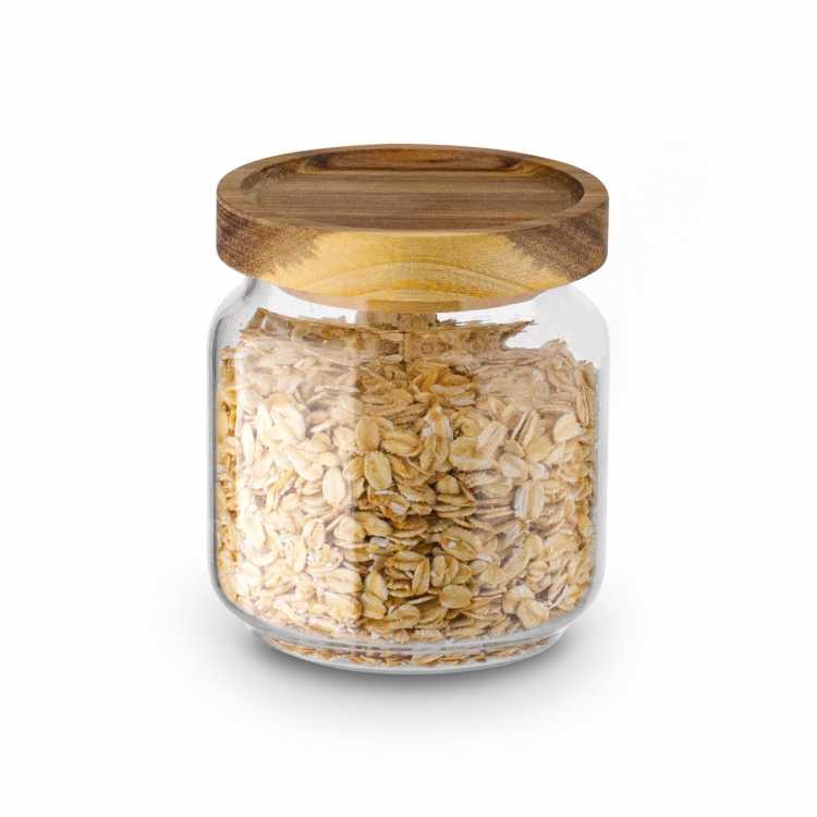 Obrázok pre Sklenená nádoba s dreveným viečkom Akácia 350 m