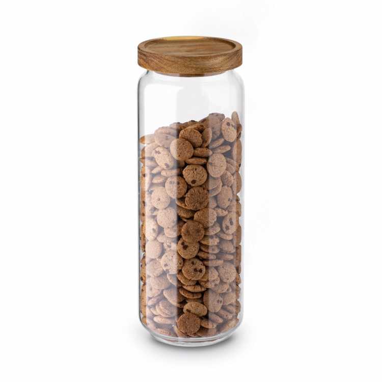 Obrázok pre Sklenená nádoba s dreveným viečkom Akácia 1250 ml