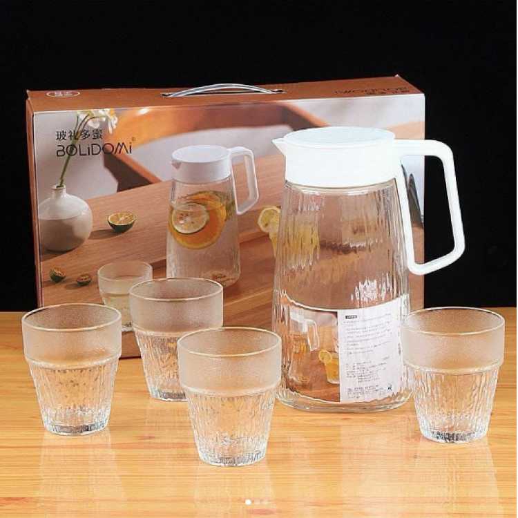 Obrázok pre Sklenený džbán 1,2 l a 4 sklenené poháre 220 ml