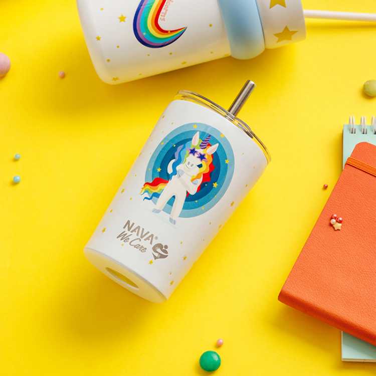 Obrázok pre Termohrnček Nava "We Care" so slamkou z nerezovej ocele - 3500ml UNICORN