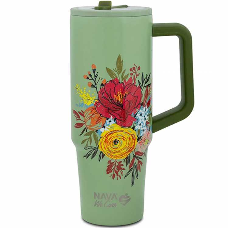 Obrázok pre Termohrnček 900ml so slamkou FLORAL