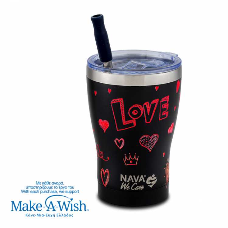 Obrázok pre Termohrnček Nava "We Care" so slamkou z nerezovej ocele - 400ml LOVE