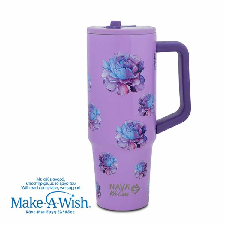 Obrázok pre Termohrnček 900ml so slamkou Purple Floral