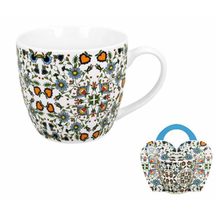 Obrázok pre Hrnček porcelánový 460ml KVETY ETNO